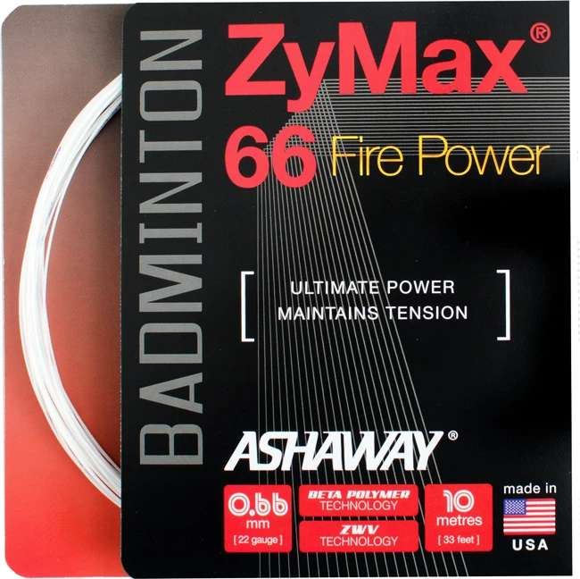 Badminton besnaring Ashaway  ZyMax 66 Fire Power White