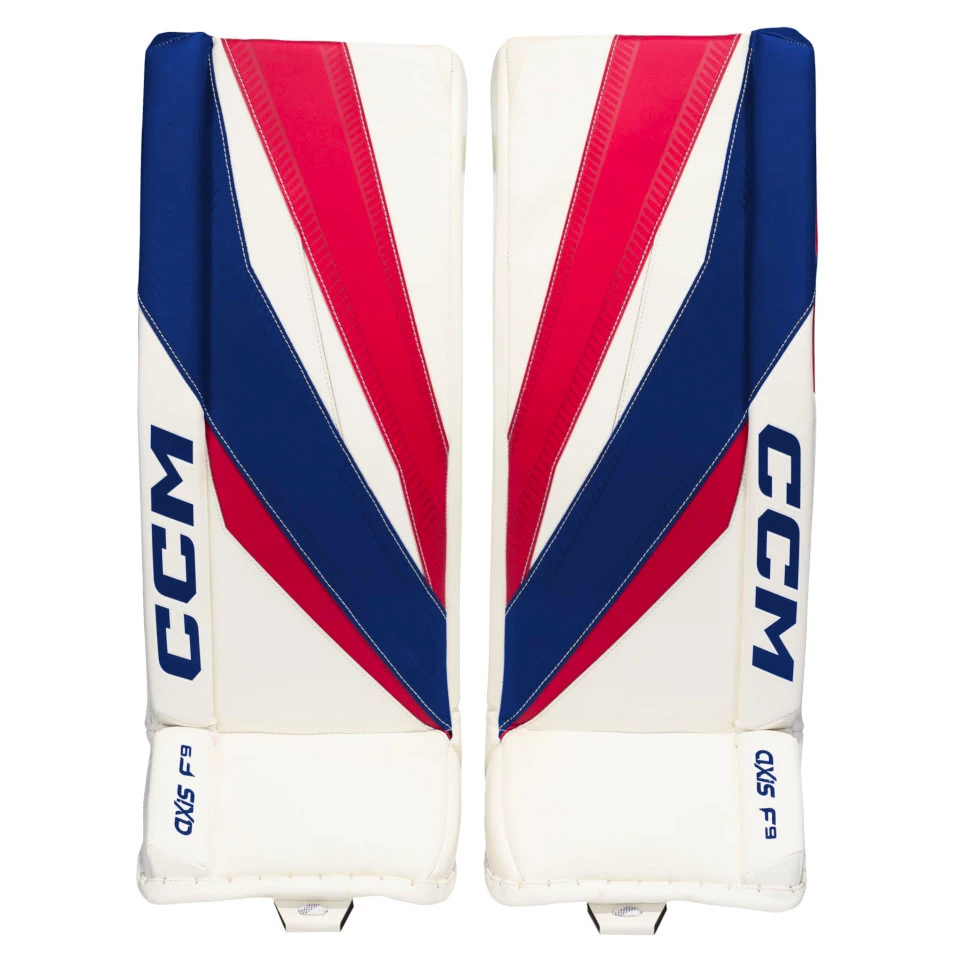 Beenbeschermers CCM Axis F9 White/Red/Blue Senior 34 + 1 inch