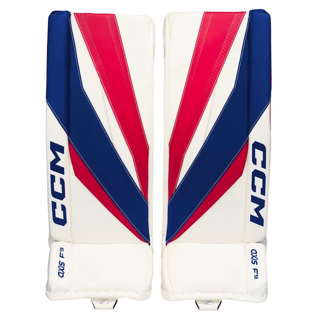 Beenbeschermers CCM Axis F9 White/Red/Blue Senior 34 + 1 inch
