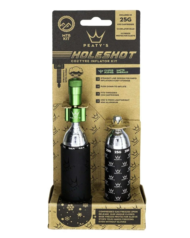CO2-pompkop met patroonset PEATY'S  Mtb (25g) - emerald (ppr-hti-mtb-emr-12)