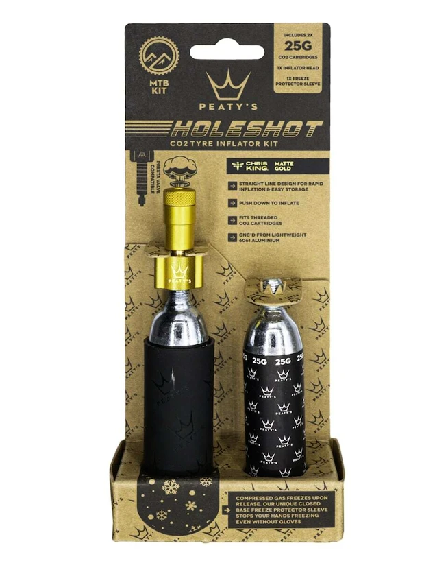 CO2-pompkop met patroonset PEATY'S  Mtb (25g) - gold (ppr-hti-mtb-gld-12)
