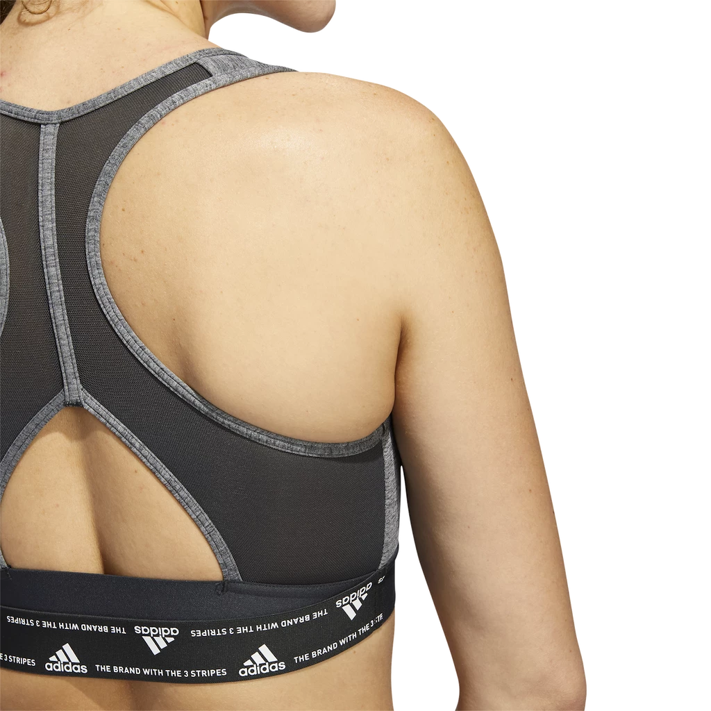 Dames bh adidas  PWR Mid-Support Dark Grey Heather