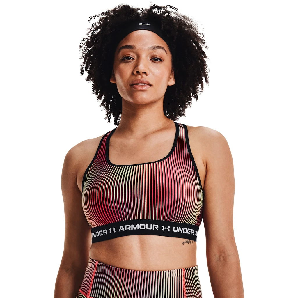 Dames bh Under Armour  Crossback Mid Print-BLK