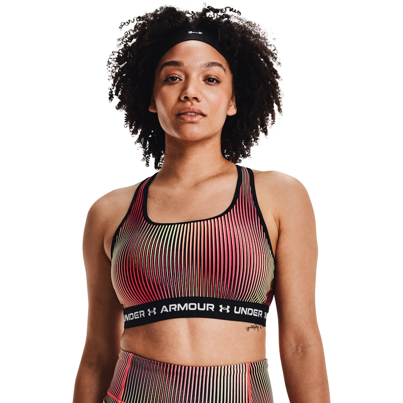 Dames bh Under Armour  Crossback Mid Print-BLK