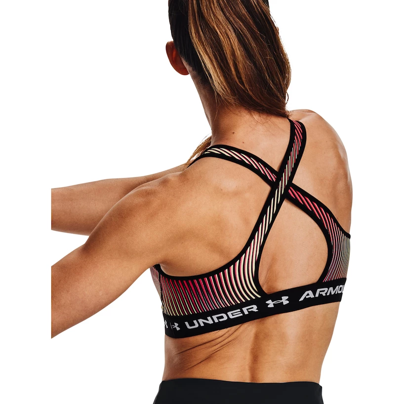 Dames bh Under Armour  Crossback Mid Print-BLK