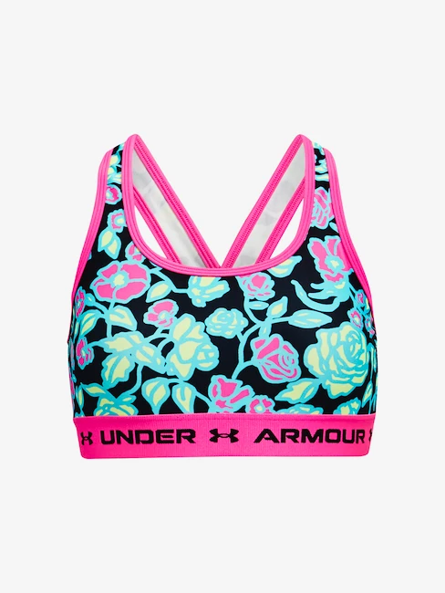 Dames bh Under Armour  G Crossback Mid Printed-BLK