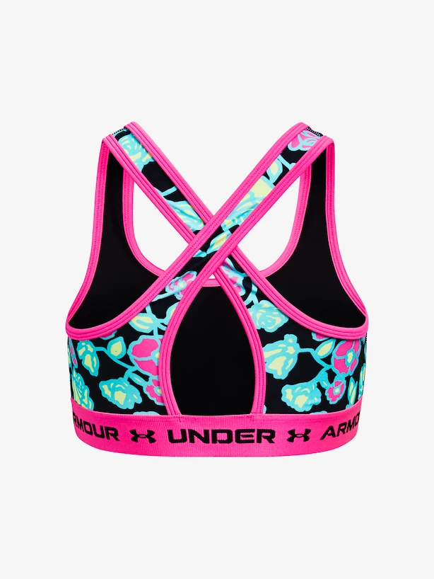 Dames bh Under Armour  G Crossback Mid Printed-BLK
