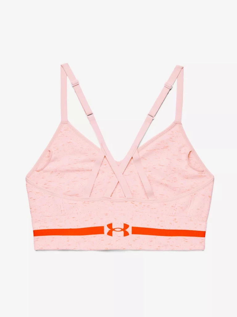 Dames bh Under Armour  Seamless Low Long Htr Bra pink Beta Tint