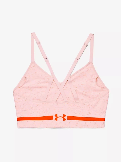 Dames bh Under Armour  Seamless Low Long Htr Bra pink Beta Tint