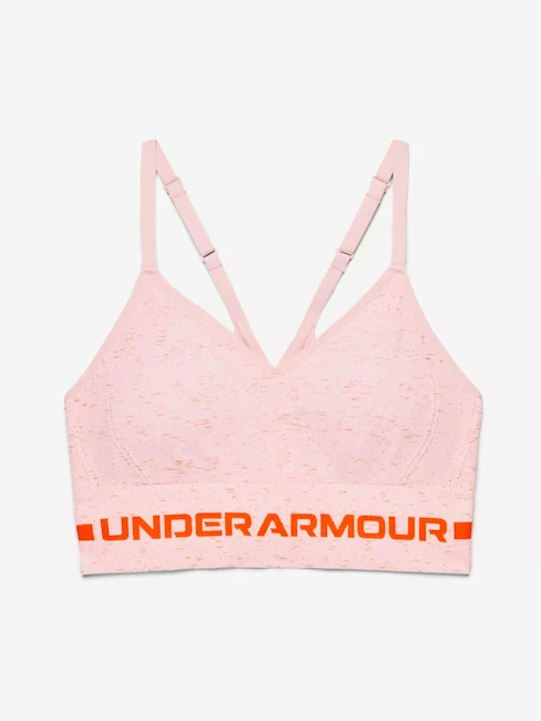 Dames bh Under Armour  Seamless Low Long Htr Bra pink Beta Tint