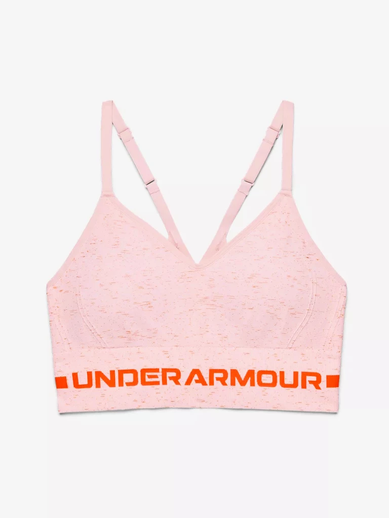 Dames bh Under Armour  Seamless Low Long Htr Bra pink Beta Tint L