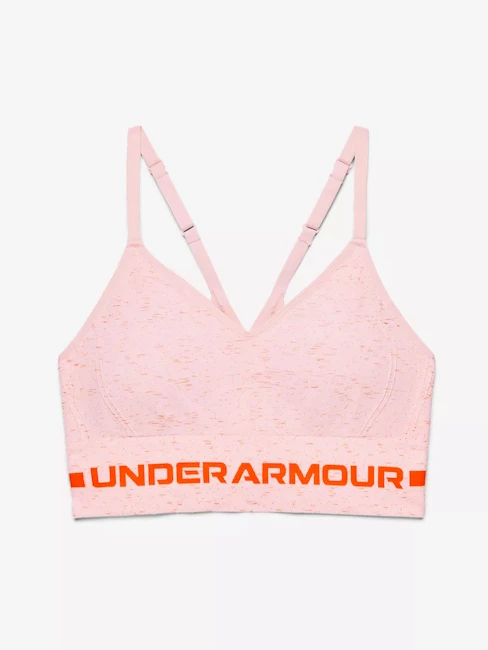 Dames bh Under Armour  Seamless Low Long Htr Bra pink Beta Tint L