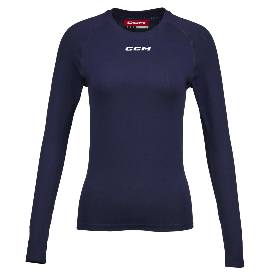 Dames compressieshirt CCM  LS Training Tee Navy Senior