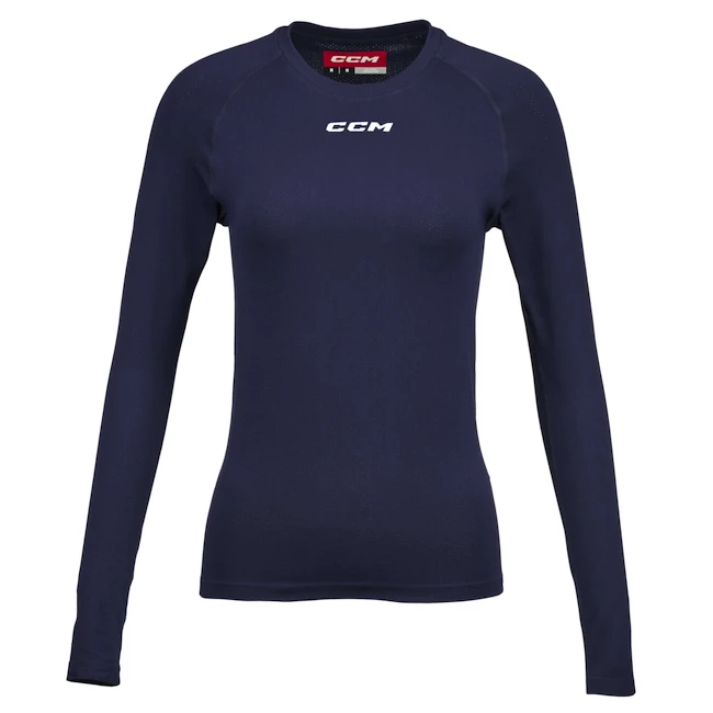 Dames compressieshirt CCM  LS Training Tee Navy Senior