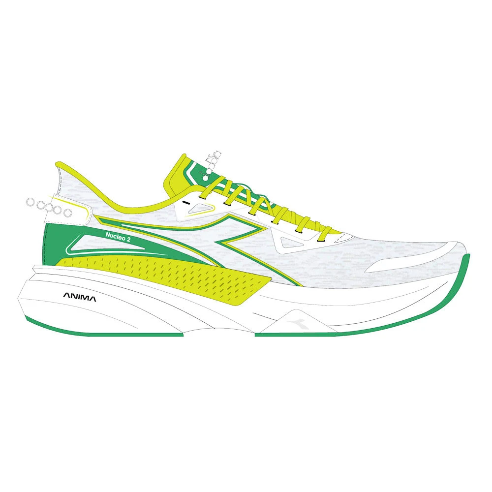 Dames hardloopschoenen Diadora Nucleo 2 White/Lime
