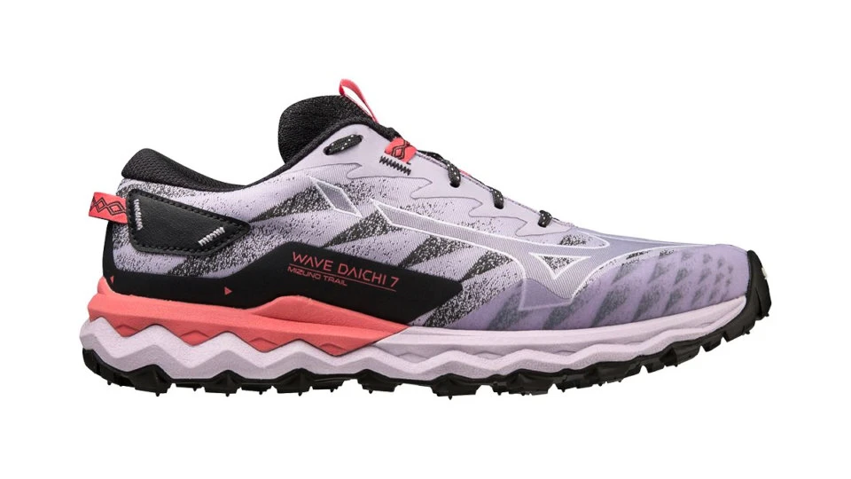 Dames hardloopschoenen Mizuno  Wave Daichi 7 Pastel Lilac/Wisteria/Sun Kissed Coral  UK 5,5