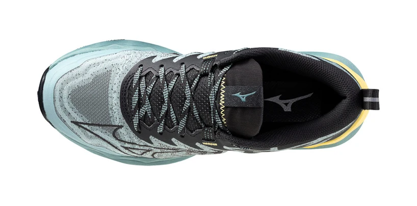 Dames hardloopschoenen Mizuno  Wave Daichi 8 Aquifer/Black Oyster/Sunshine  UK 5,5