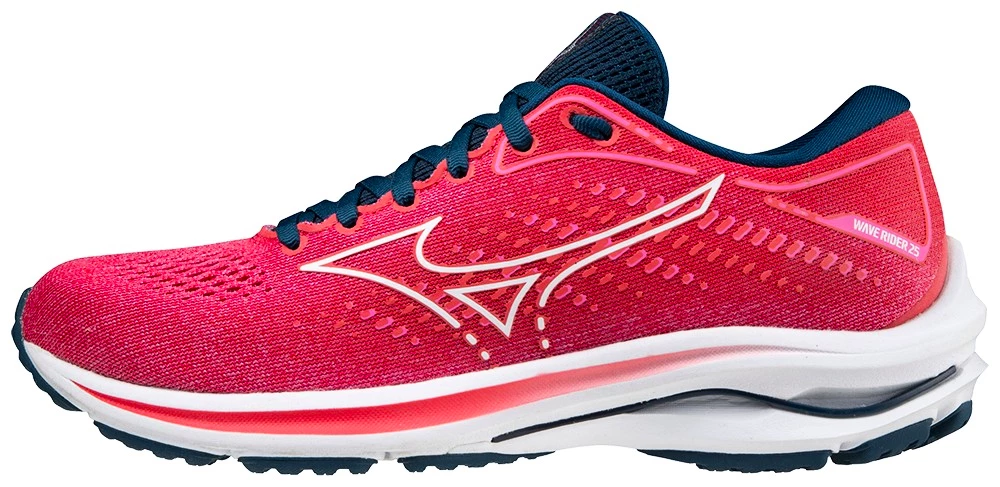 Dames hardloopschoenen Mizuno  Wave Rider Wave Rider 25 / Phlox Pink / White / Gibraltor Sea  UK 5