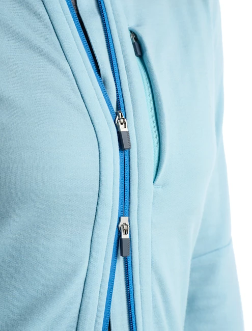 Dames hoodie Icebreaker  Quantum III LS Zip Haze/Azul