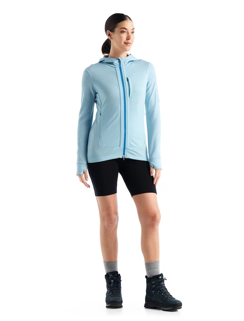 Dames hoodie Icebreaker  Quantum III LS Zip Haze/Azul