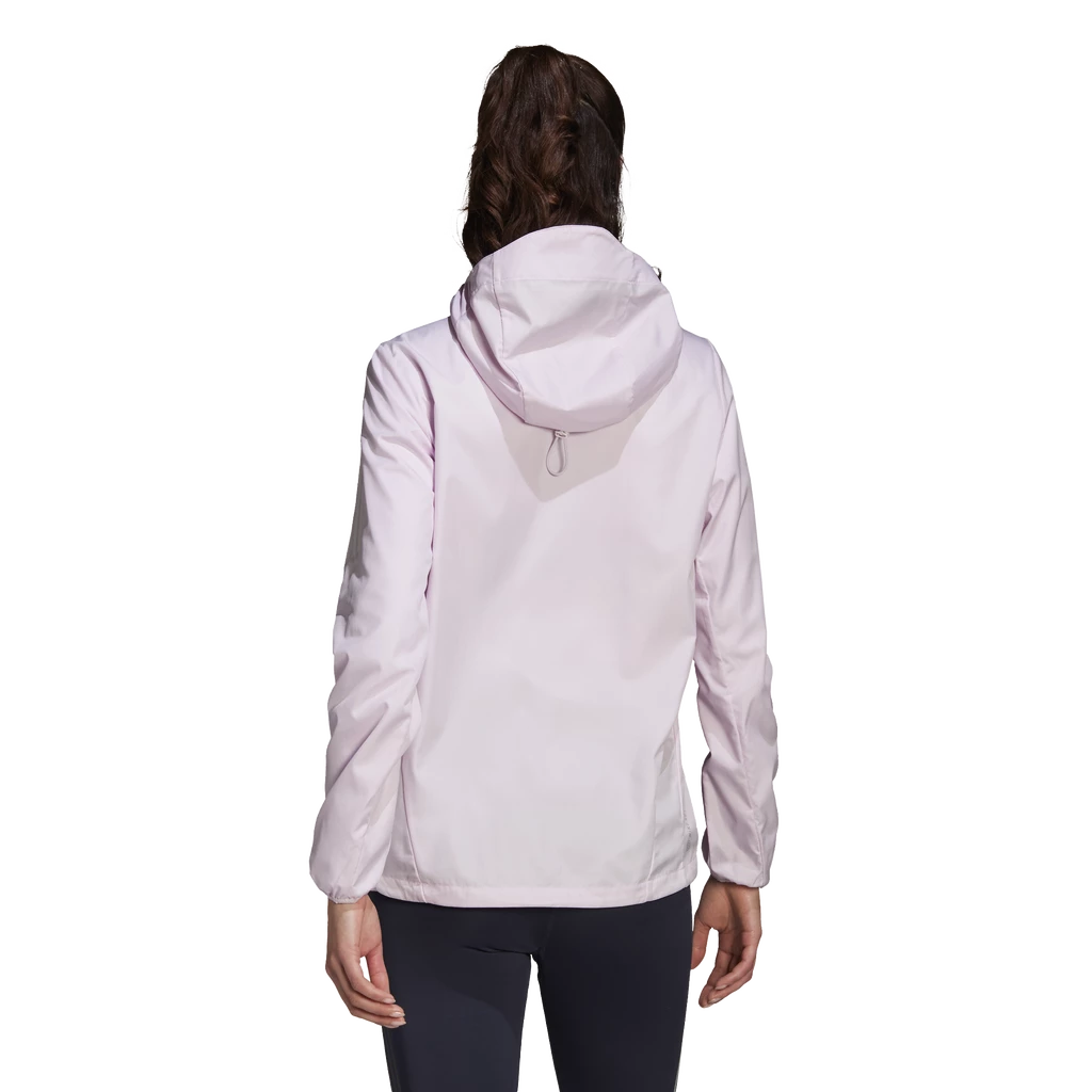 Dames jas adidas Bezit de vlucht Hooded Running Windbreaker Almost Pink
