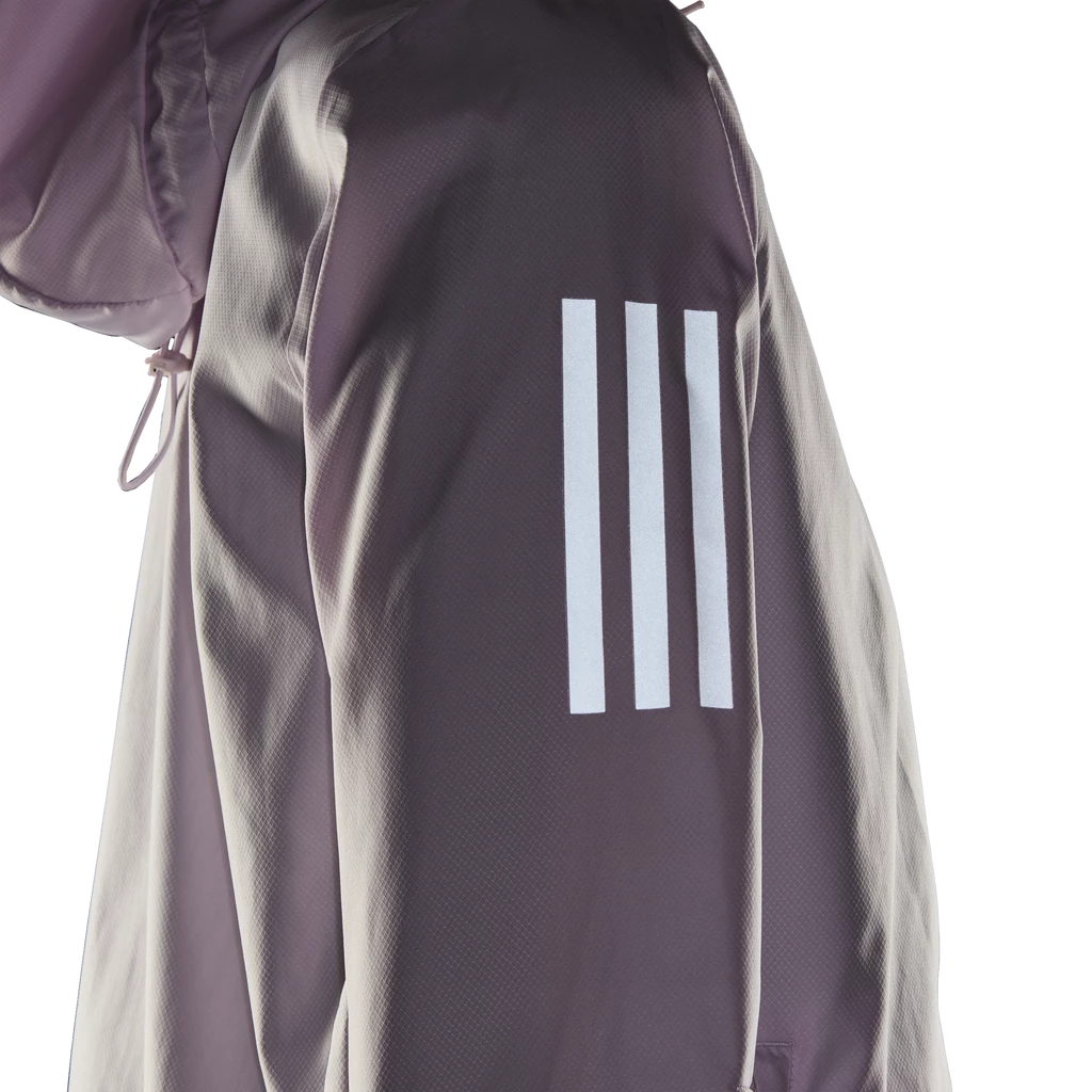 Dames jas adidas Bezit de vlucht Hooded Running Windbreaker Almost Pink