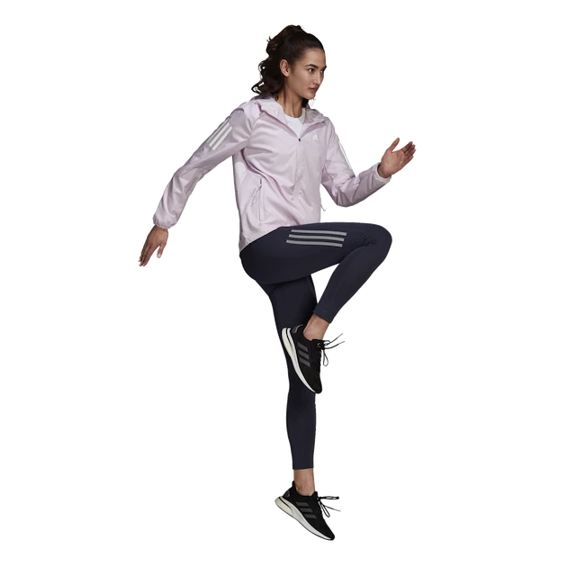 Dames jas adidas Bezit de vlucht Hooded Running Windbreaker Almost Pink