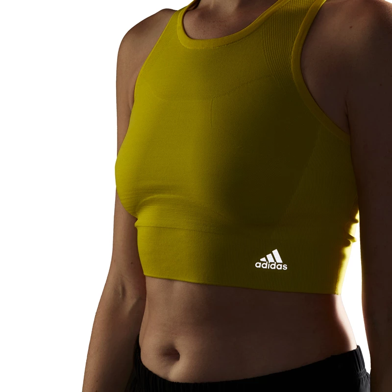 Dames T-shirt adidas  Primeknit Crop S
