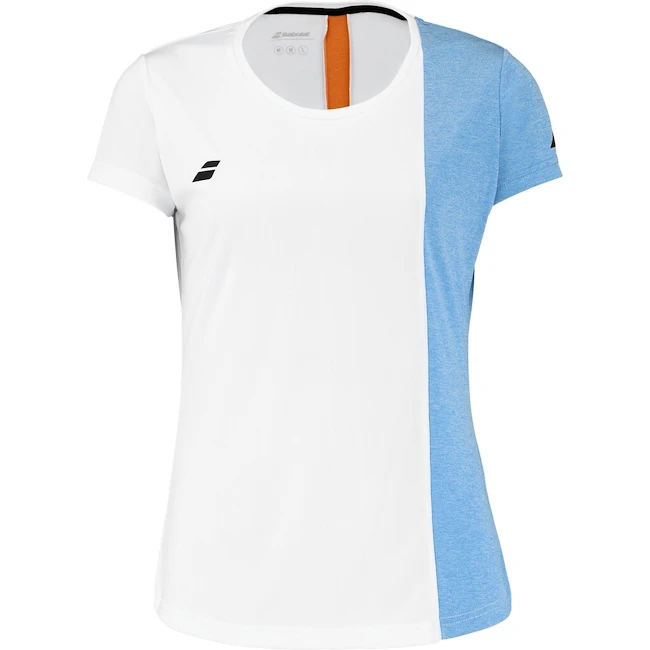 Dames T-shirt Babolat  Play Cap Sleeve Top Women White/Blue Hthr