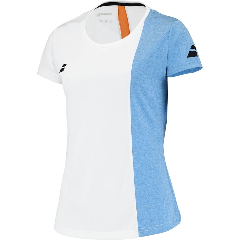 Dames T-shirt Babolat  Play Cap Sleeve Top Women White/Blue Hthr