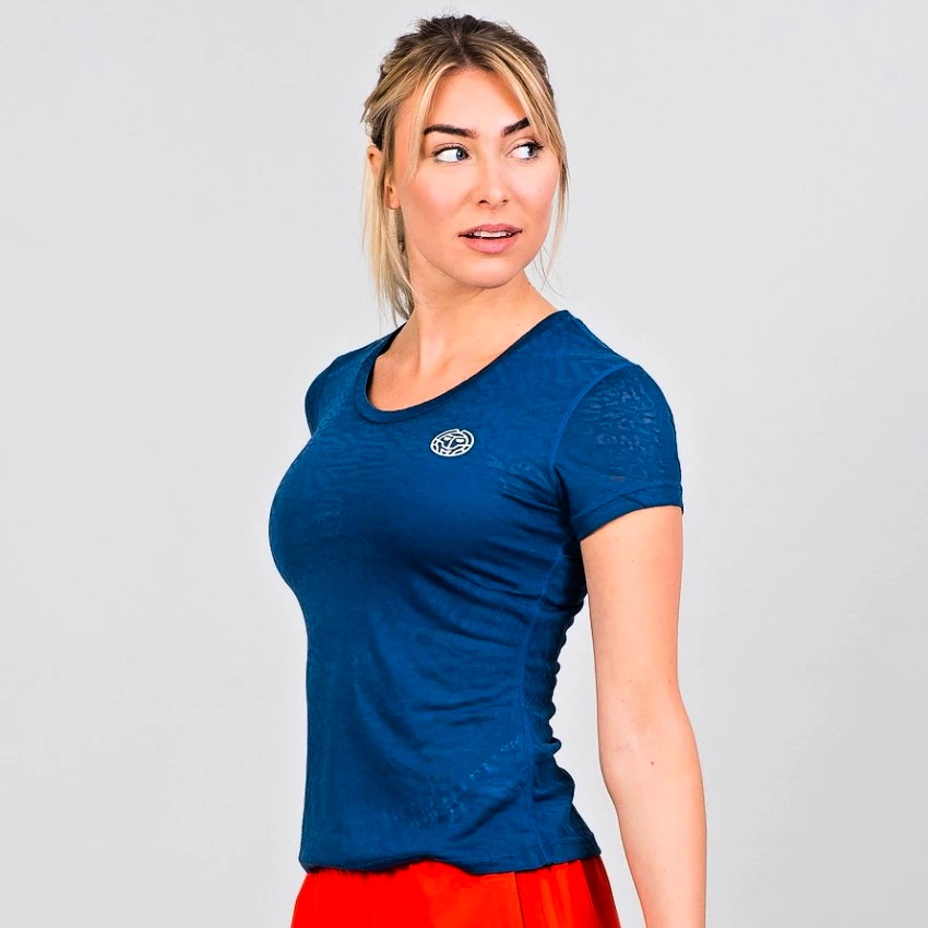 Dames T-shirt BIDI BADU  Anni Burnout Tech Tee Dark Blue