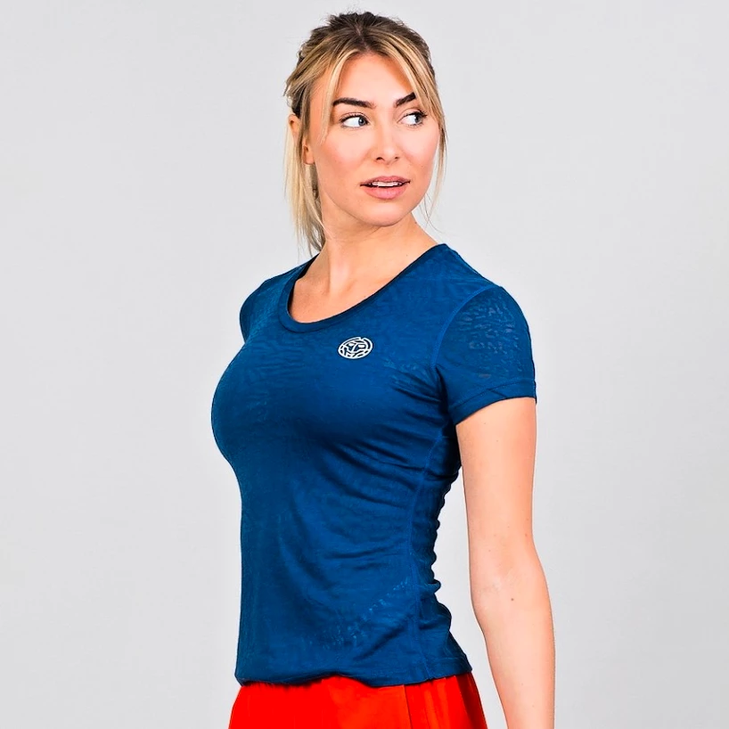 Dames T-shirt BIDI BADU  Anni Burnout Tech Tee Dark Blue M