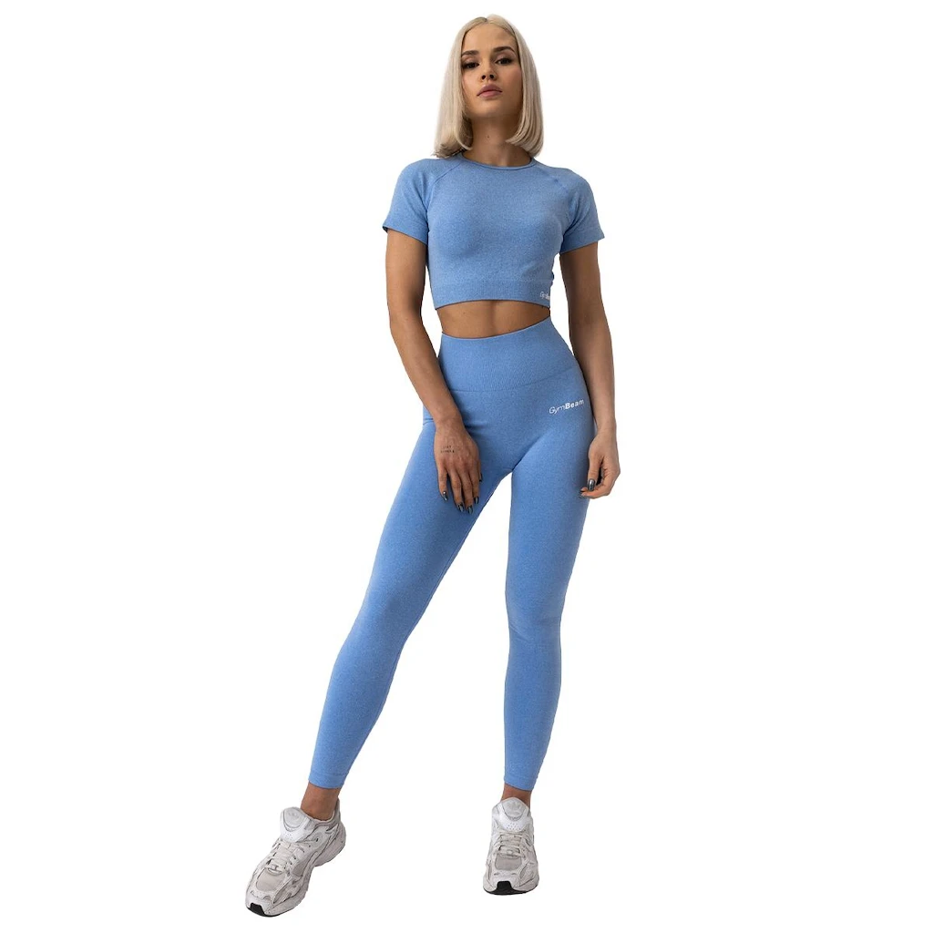 Dames T-shirt GymBeam  FLO CropTop Blue