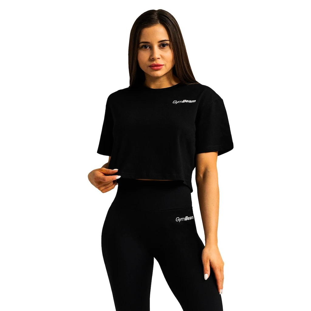 Dames T-shirt GymBeam  Limitless Cropped T-shirt Black
