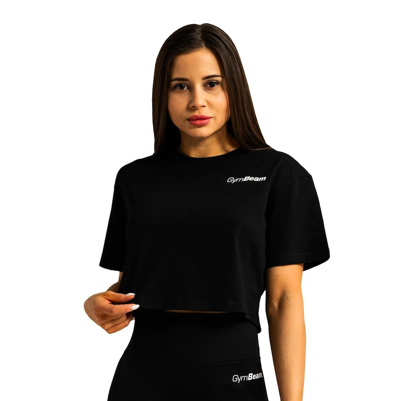 Dames T-shirt GymBeam  Limitless Cropped T-shirt Black