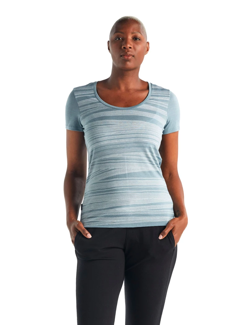 Dames T-shirt Icebreaker  Tech Lite SS Scoop 1000 Lines