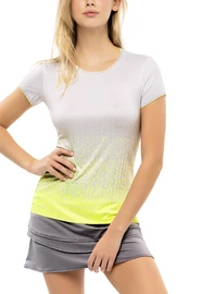 Dames T-shirt Lucky in Love Turn Up The Pleat Neon Yellow
