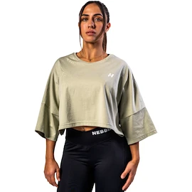Dames T-shirt Nebbia STRONG BEAUTY Oversized Cropped Tee JUST FLOW 431 light green