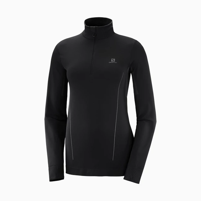 Dames T-shirt Salomon  Comet Seamless HZ Black/Ebony