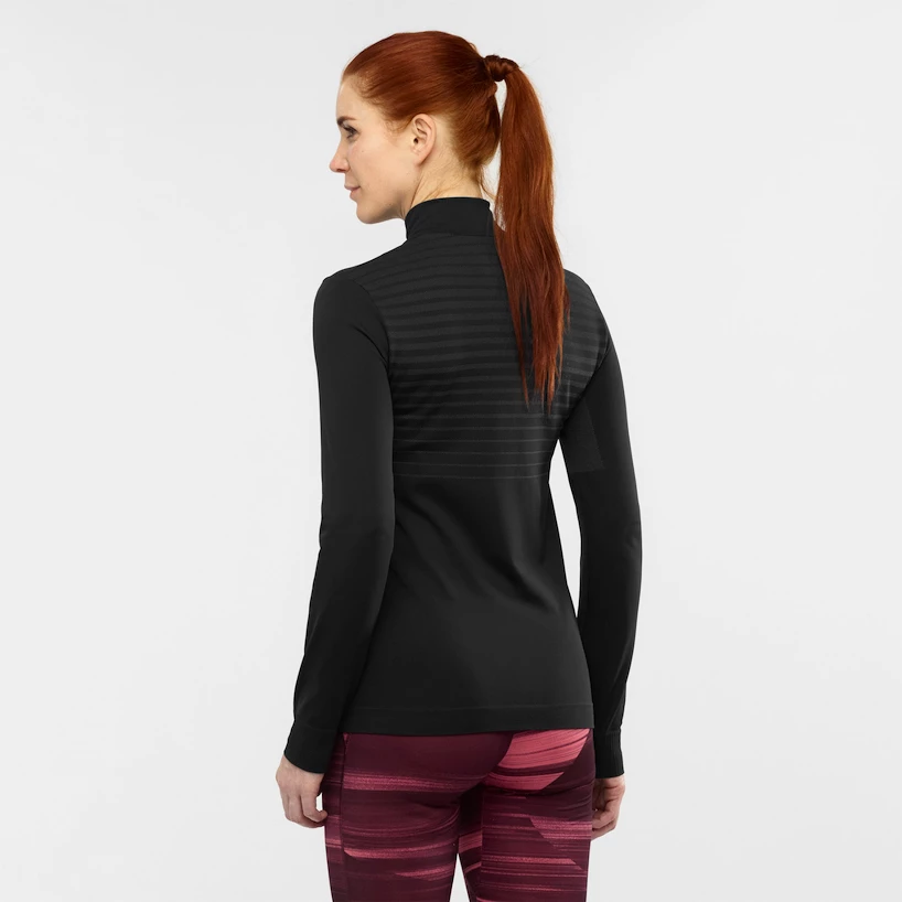 Dames T-shirt Salomon  Comet Seamless HZ Black/Ebony