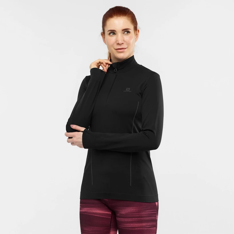 Dames T-shirt Salomon  Comet Seamless HZ Black/Ebony