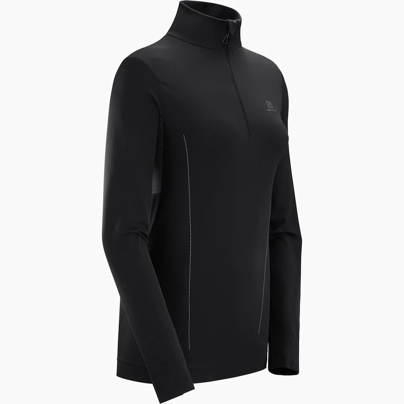 Dames T-shirt Salomon  Comet Seamless HZ Black/Ebony