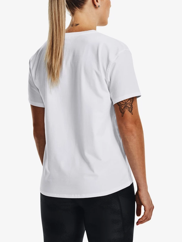 Dames T-shirt Under Armour  Esential Cttn Stretch Tee-WHT S
