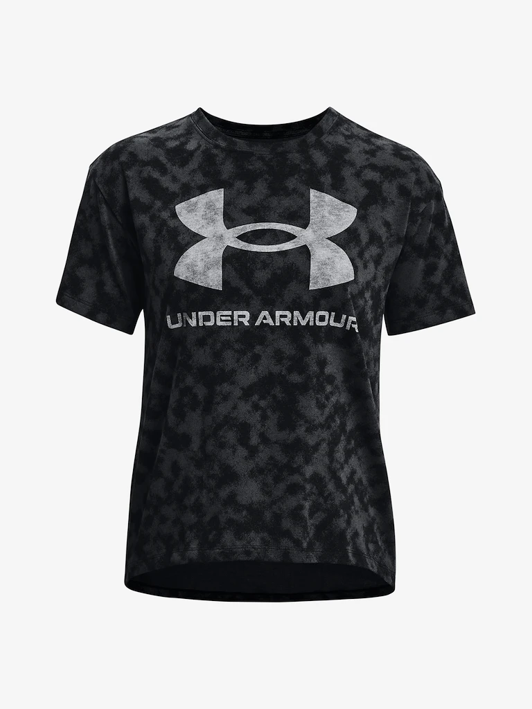 Dames T-shirt Under Armour  LOGO AOP HEAVYWEIGHT SS-BLK M