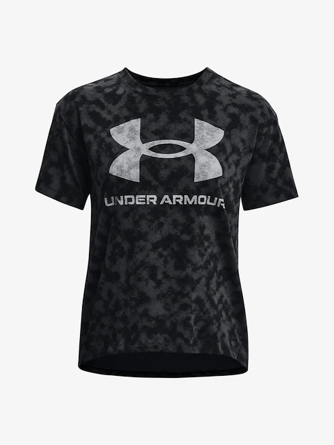 Dames T-shirt Under Armour  LOGO AOP HEAVYWEIGHT SS-BLK M