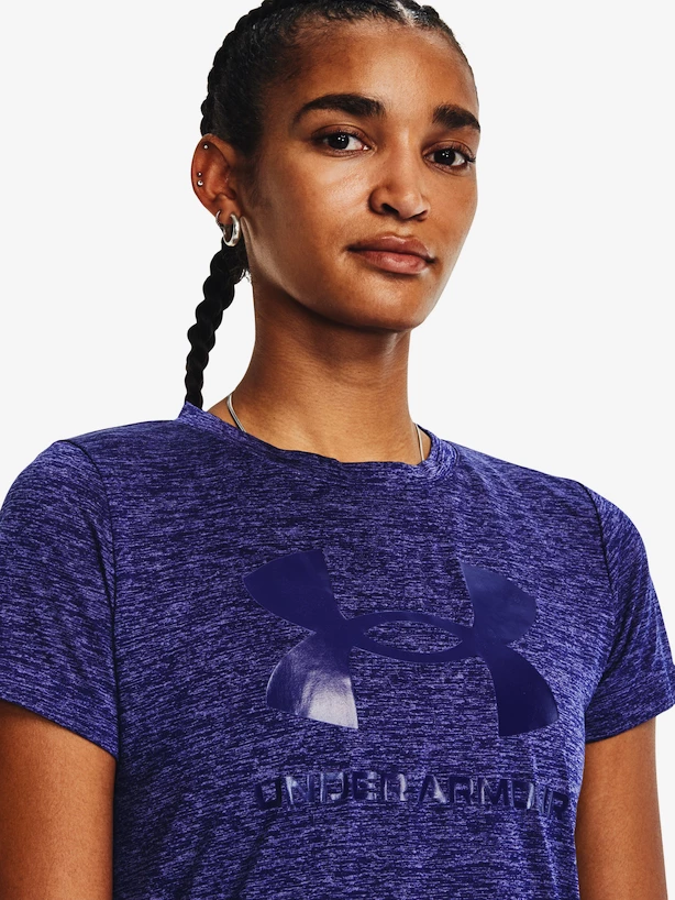 Dames T-shirt Under Armour  Tech Twist BL Gel SSC-BLU XS