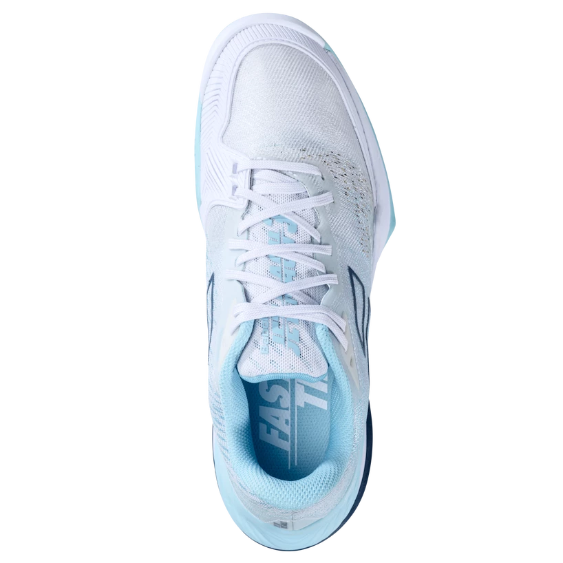 Dames tennisschoenen Babolat Jet Mach 3 All Court Women White/Angel Blue