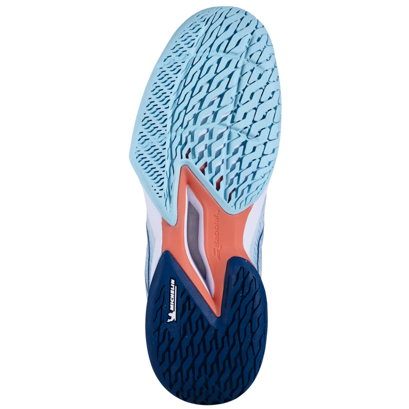 Dames tennisschoenen Babolat Jet Mach 3 All Court Women White/Angel Blue