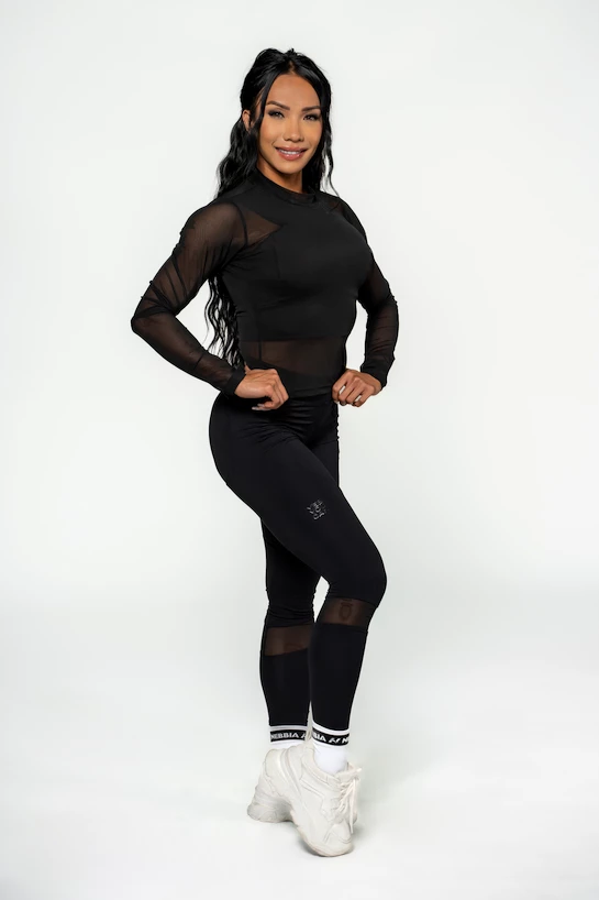 Dames top Nebbia Intense Women's Mesh Long Sleeve Top Sheer 847 Gold