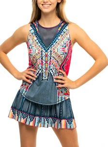Damesrok Lucky in Love  Long Borderline Smocked Skirt Indigo